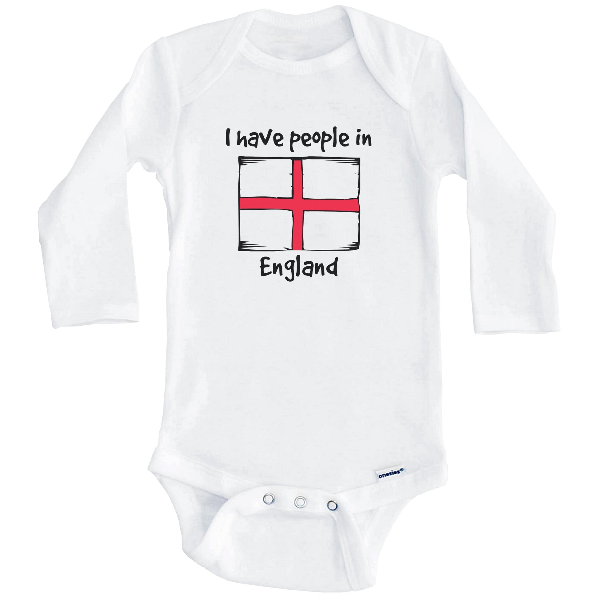 I Have People In England English Flag Baby Bodysuit (Long Sleeves)