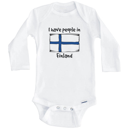 I Have People In Finland Finnish Flag Baby Bodysuit (Long Sleeves)