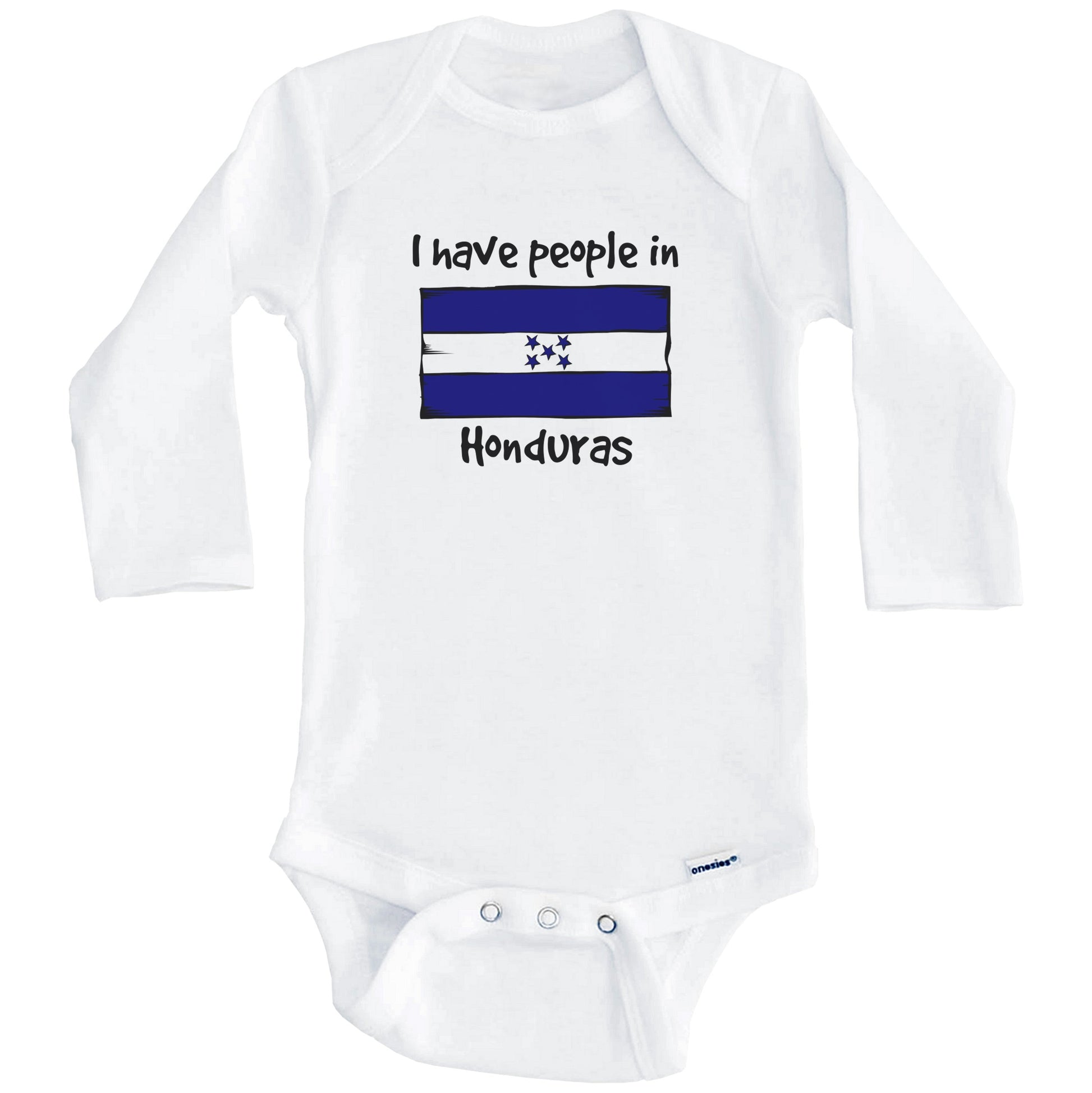 I Have People In Honduras Honduran Flag Baby Bodysuit (Long Sleeves)