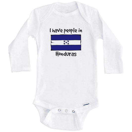 I Have People In Honduras Honduran Flag Baby Bodysuit (Long Sleeves)