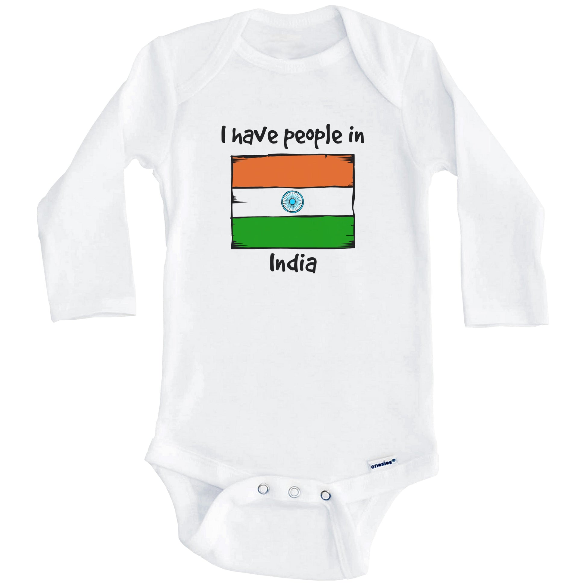 I Have People In India Indian Flag Baby Bodysuit (Long Sleeves)
