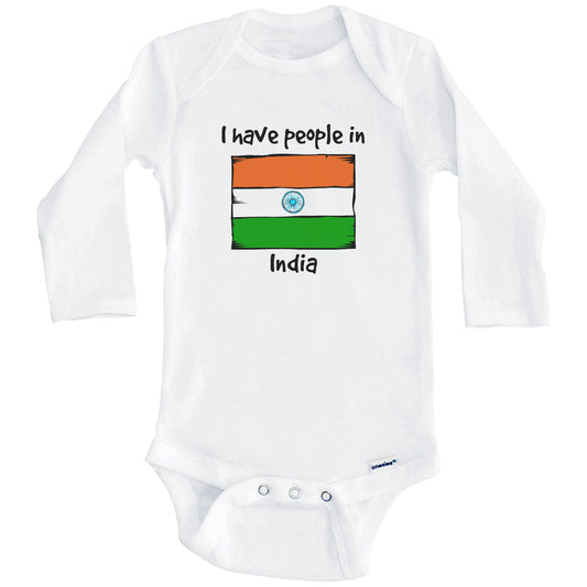 I Have People In India Indian Flag Baby Bodysuit (Long Sleeves)