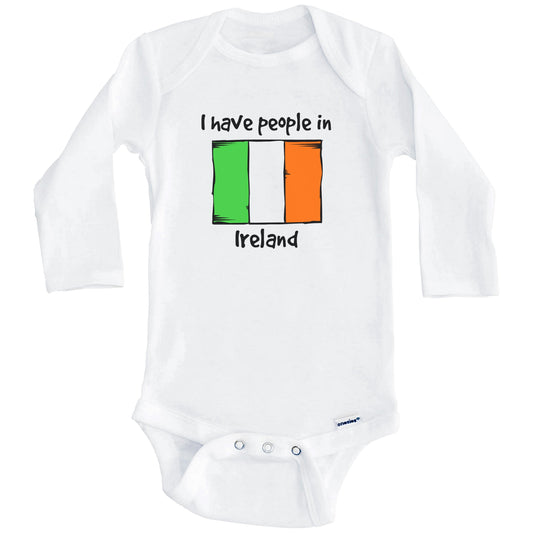 I Have People In Ireland Irish Flag Baby Bodysuit (Long Sleeves)