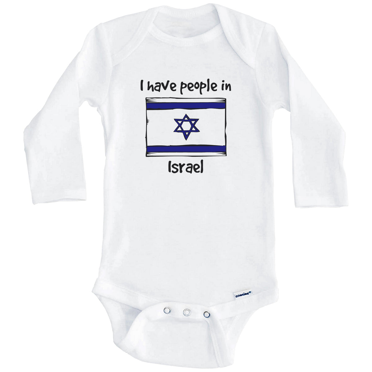 I Have People In Israel Israeli Flag Baby Bodysuit (Long Sleeves)