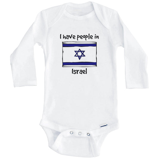 I Have People In Israel Israeli Flag Baby Bodysuit (Long Sleeves)