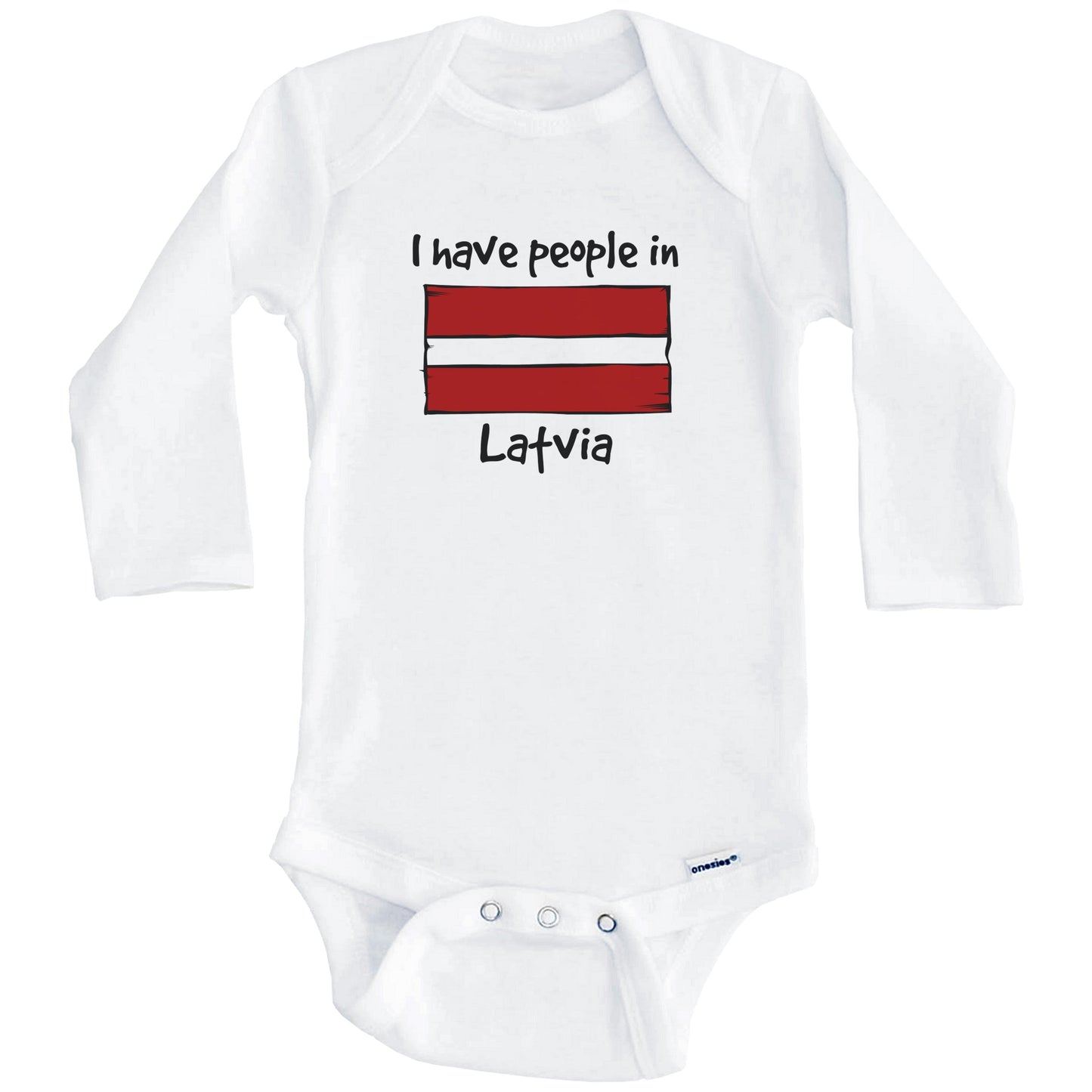 I Have People In Latvia Latvian Flag Baby Bodysuit (Long Sleeves)