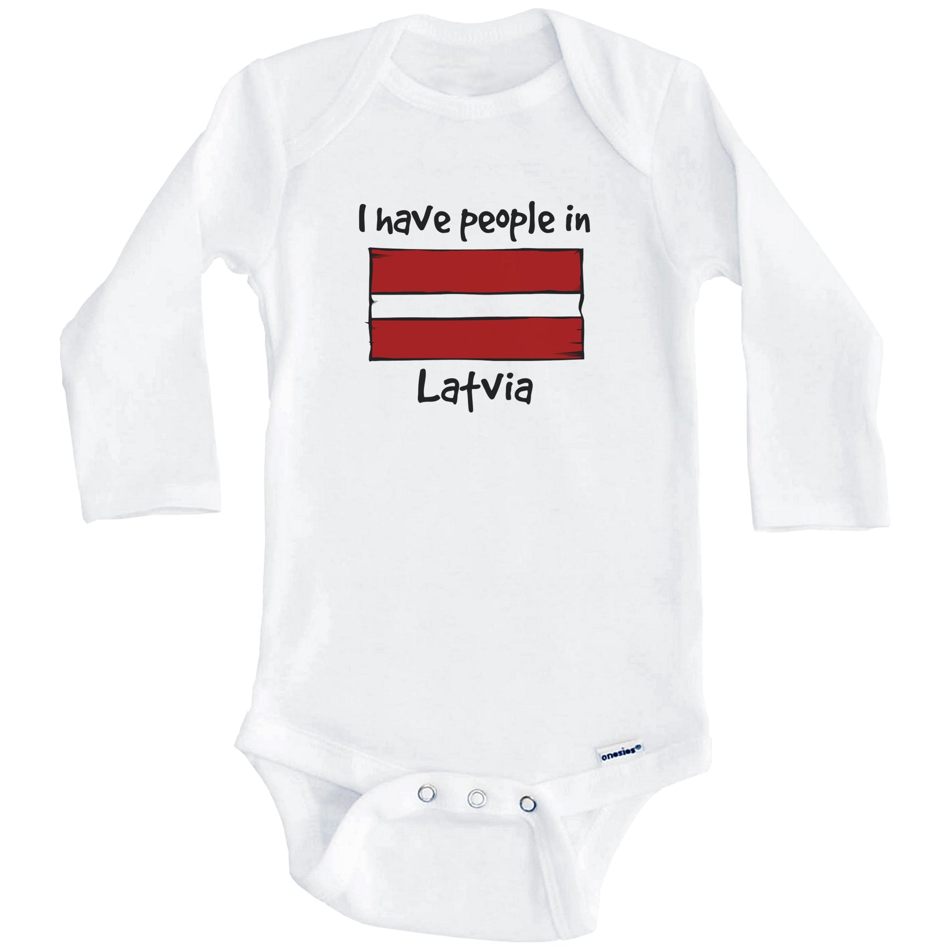 I Have People In Latvia Latvian Flag Baby Bodysuit (Long Sleeves)