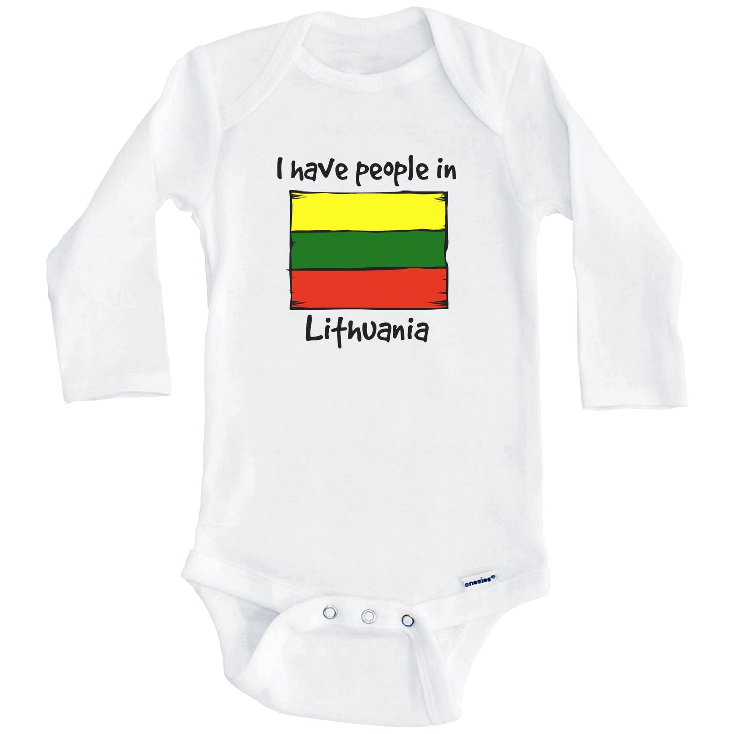 I Have People In Lithuania Lithuanian Flag Baby Bodysuit (Long Sleeves)