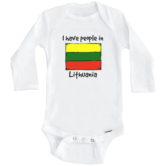 I Have People In Lithuania Lithuanian Flag Baby Bodysuit (Long Sleeves)
