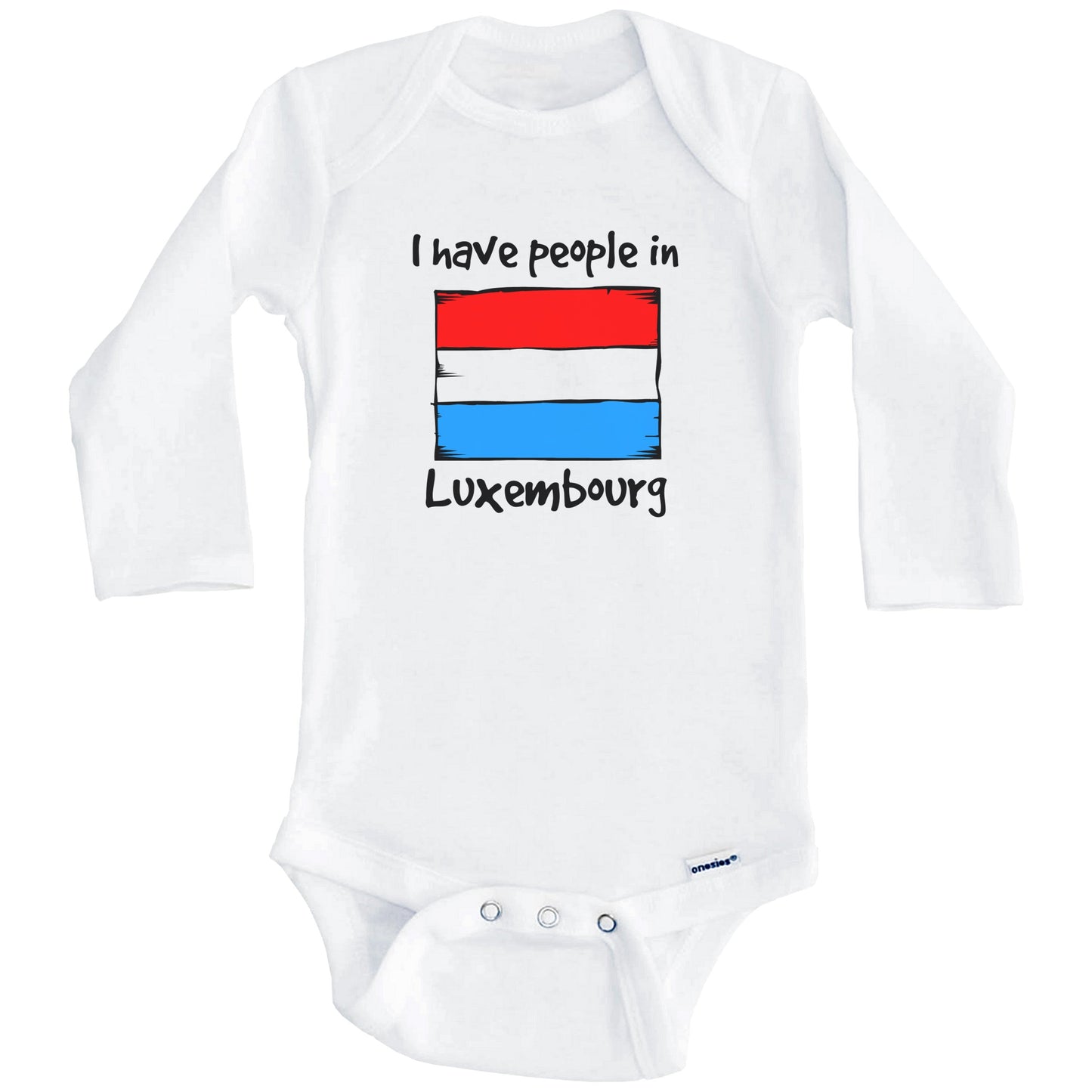 I Have People In Luxembourg Luxembourgish Flag Baby Bodysuit (Long Sleeves)