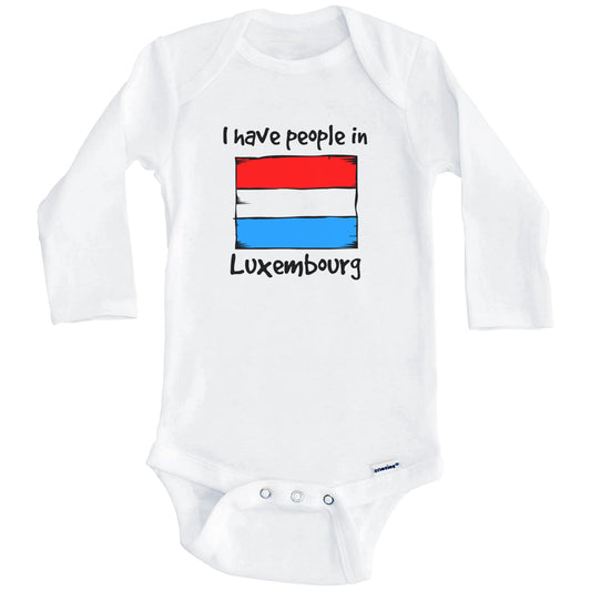 I Have People In Luxembourg Luxembourgish Flag Baby Bodysuit (Long Sleeves)