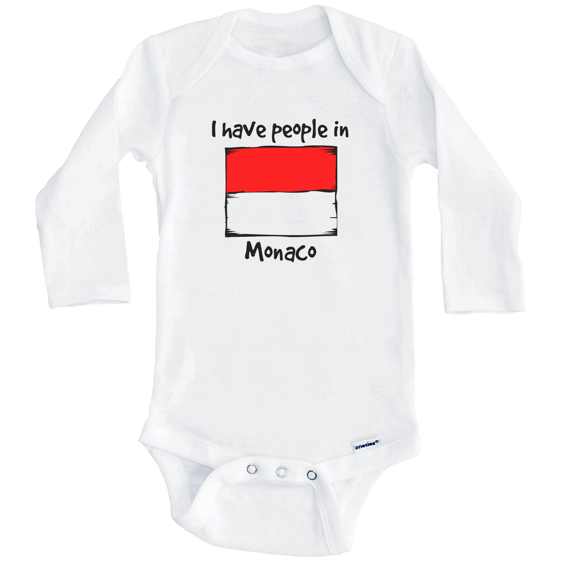 I Have People In Monaco Monacan Flag Baby Bodysuit (Long Sleeves)
