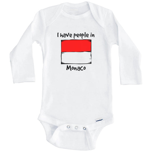 I Have People In Monaco Monacan Flag Baby Bodysuit (Long Sleeves)