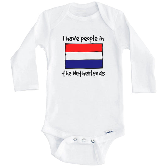 I Have People In the Netherlands Dutch Flag Baby Bodysuit (Long Sleeves)