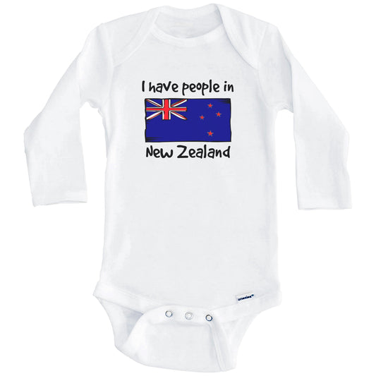 I Have People In New Zealand Kiwi Flag Baby Bodysuit (Long Sleeves)