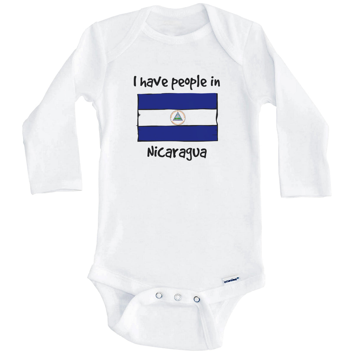 I Have People In Nicaragua Nicaraguan Flag Baby Bodysuit (Long Sleeves)