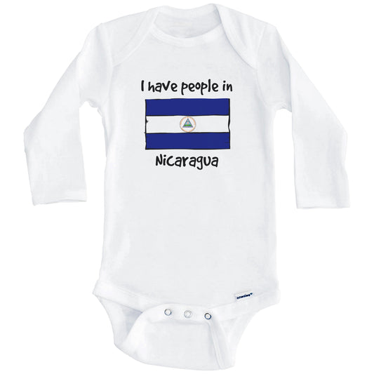I Have People In Nicaragua Nicaraguan Flag Baby Bodysuit (Long Sleeves)
