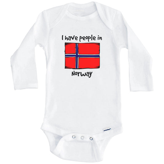 I Have People In Norway Norwegian Flag Baby Bodysuit (Long Sleeves)