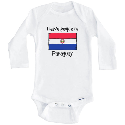 I Have People In Paraguay Paraguayan Flag Baby Bodysuit (Long Sleeves)
