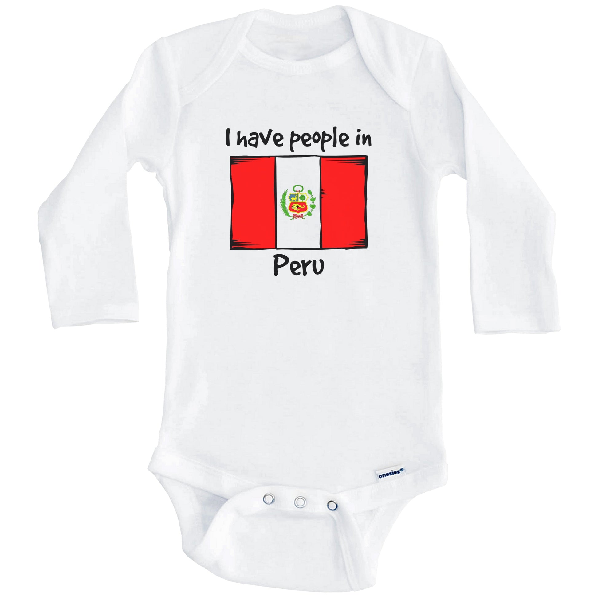 I Have People In Peru Peruvian Flag Baby Bodysuit (Long Sleeves)