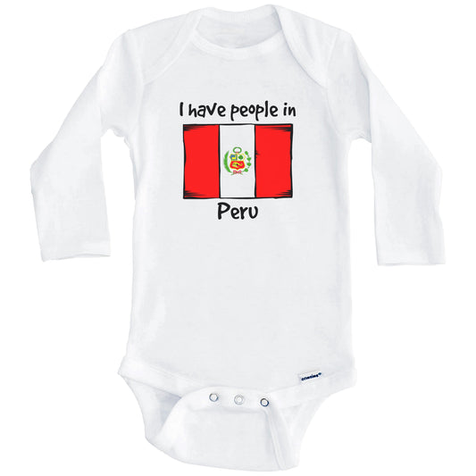 I Have People In Peru Peruvian Flag Baby Bodysuit (Long Sleeves)