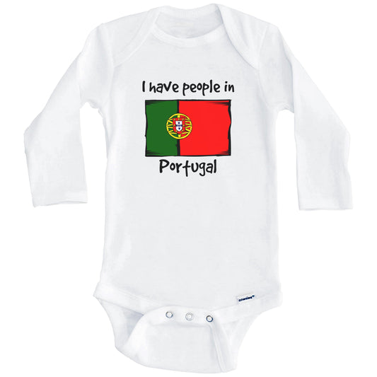 I Have People In Portugal Portuguese Flag Baby Bodysuit (Long Sleeves)
