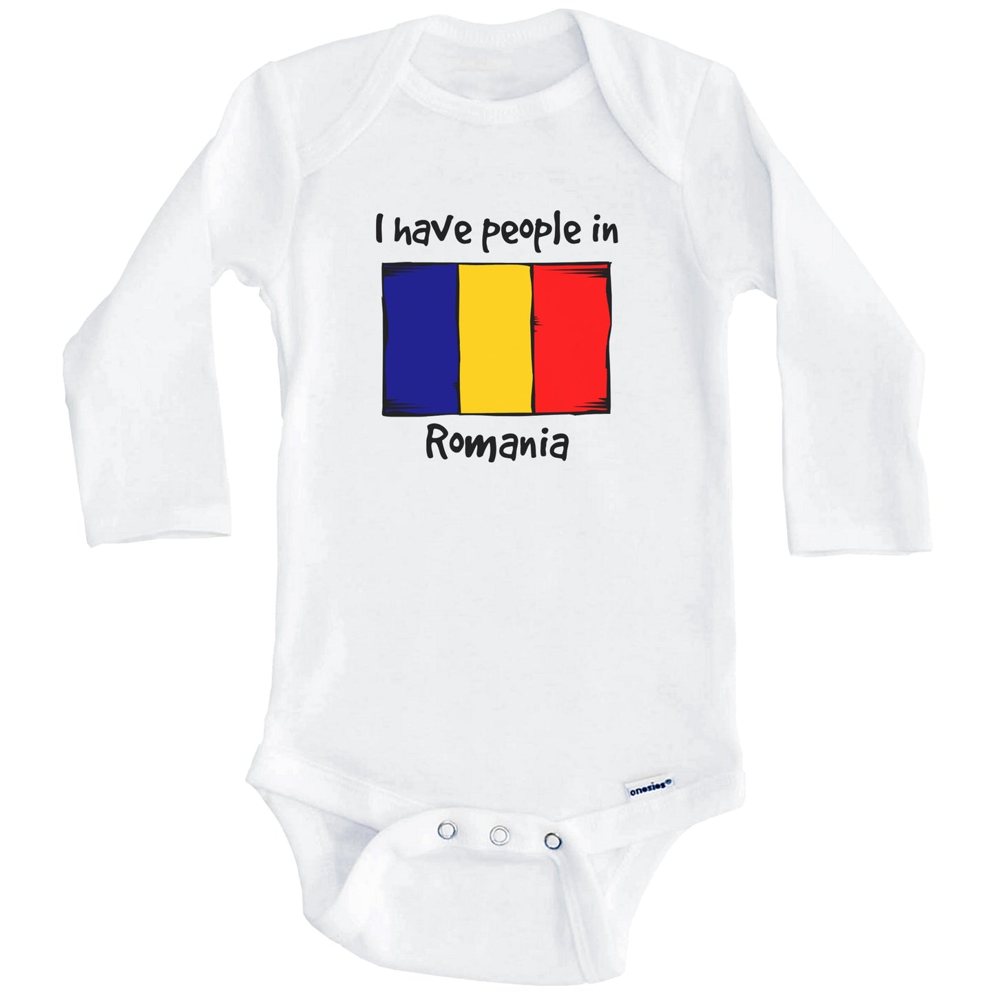 I Have People In Romania Romanian Flag Baby Bodysuit (Long Sleeves)