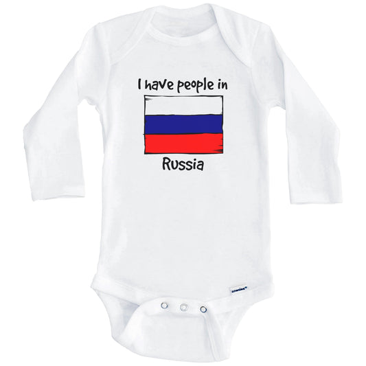 I Have People In Russia Russian Flag Baby Bodysuit (Long Sleeves)