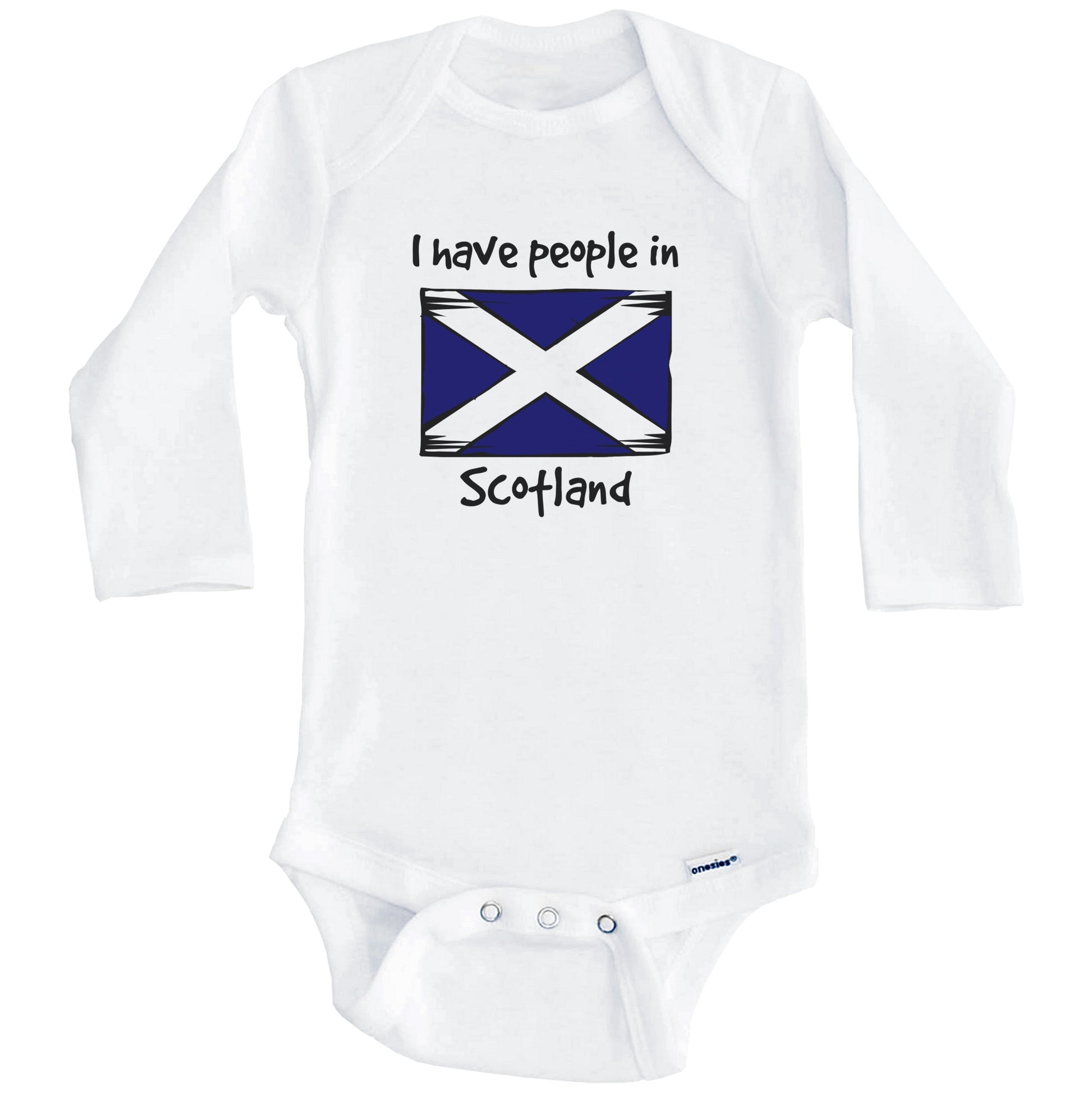 I Have People In Scotland Scottish Flag Baby Bodysuit (Long Sleeves)