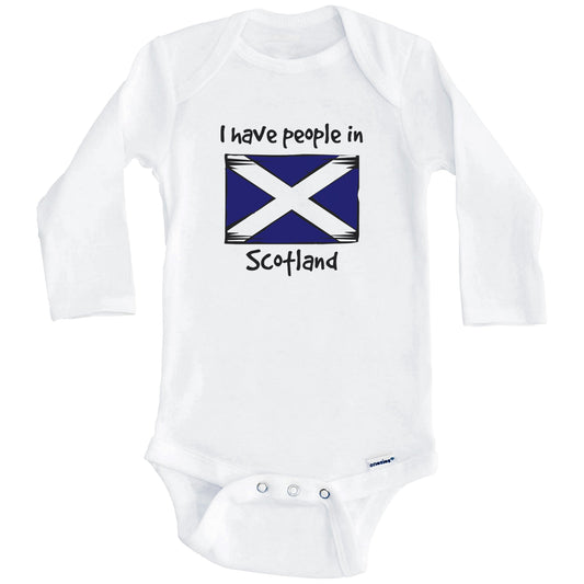 I Have People In Scotland Scottish Flag Baby Bodysuit (Long Sleeves)