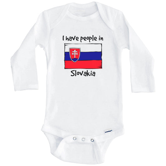I Have People In Slovakia Slovakian Flag Baby Bodysuit (Long Sleeves)
