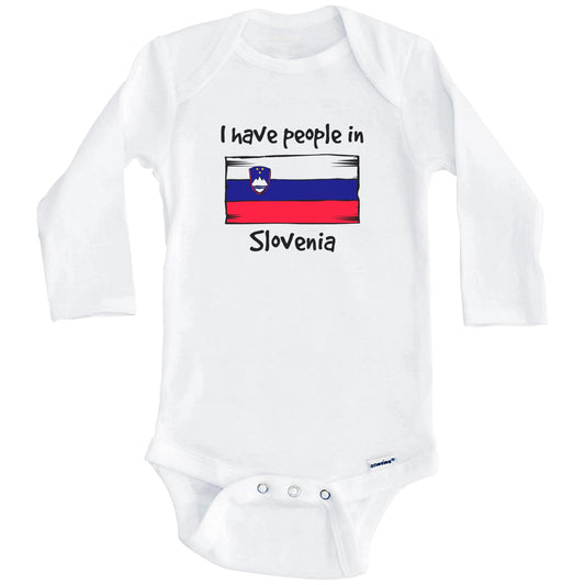 I Have People In Slovenia Slovenian Flag Baby Bodysuit (Long Sleeves)
