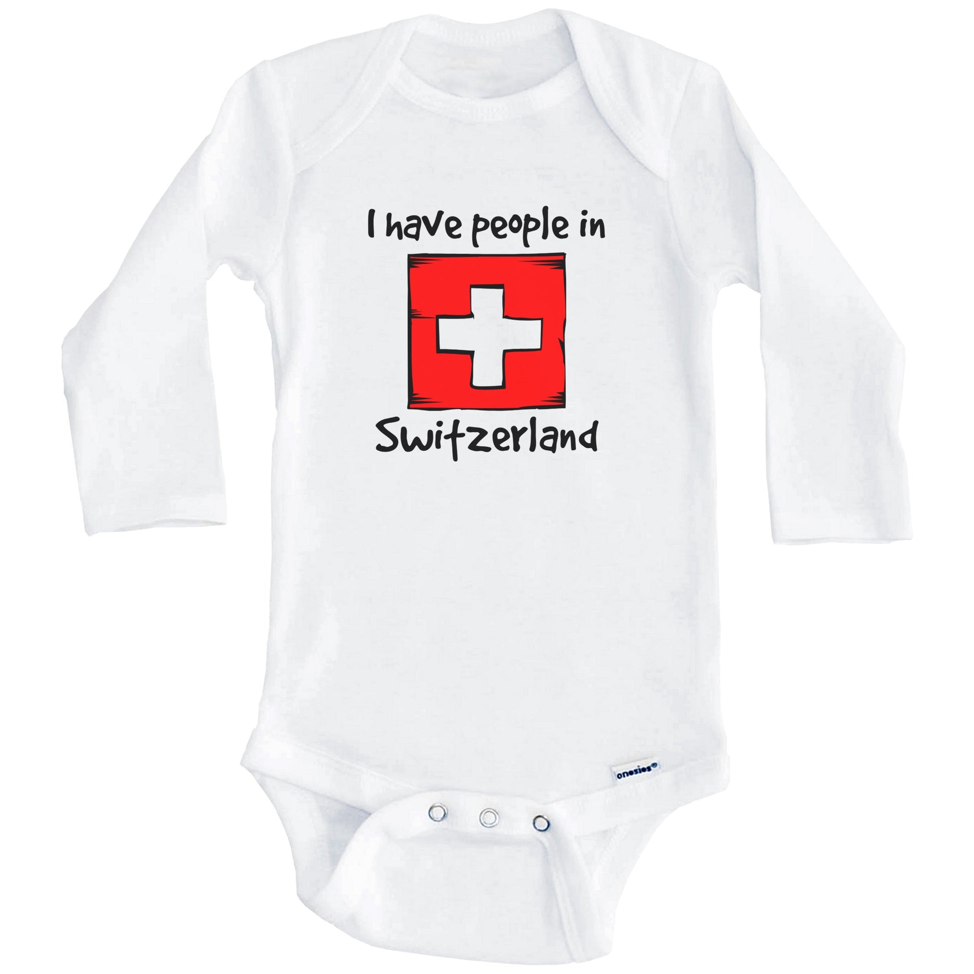 I Have People In Switzerland Swiss Flag Baby Bodysuit (Long Sleeves)