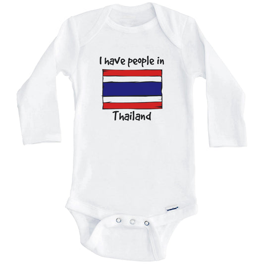I Have People In Thailand Thai Flag Baby Bodysuit (Long Sleeves)