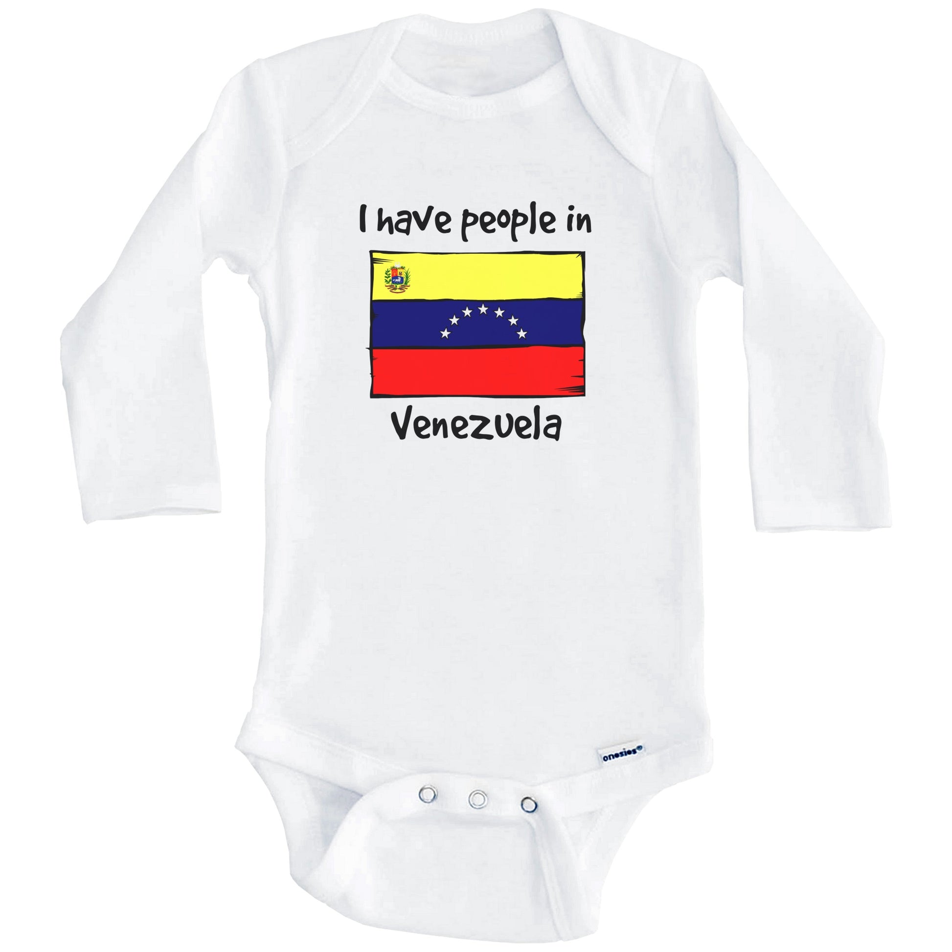 I Have People In Venezuela Venezuelan Flag Baby Bodysuit (Long Sleeves)