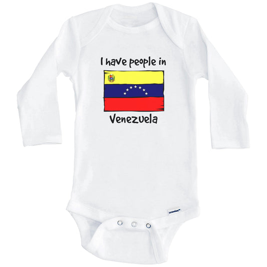 I Have People In Venezuela Venezuelan Flag Baby Bodysuit (Long Sleeves)