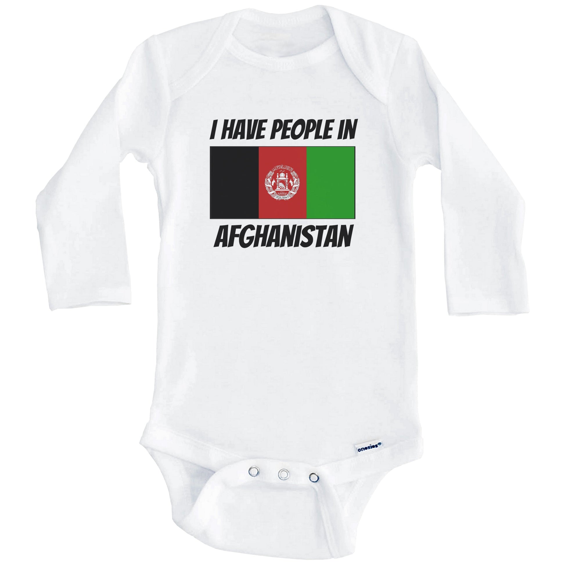 Afghan Flag I Have People In Afghanistan Baby Bodysuit (Long Sleeves)