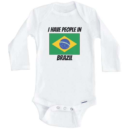 Brazilian Flag I Have People In Brazil Baby Bodysuit (Long Sleeves)