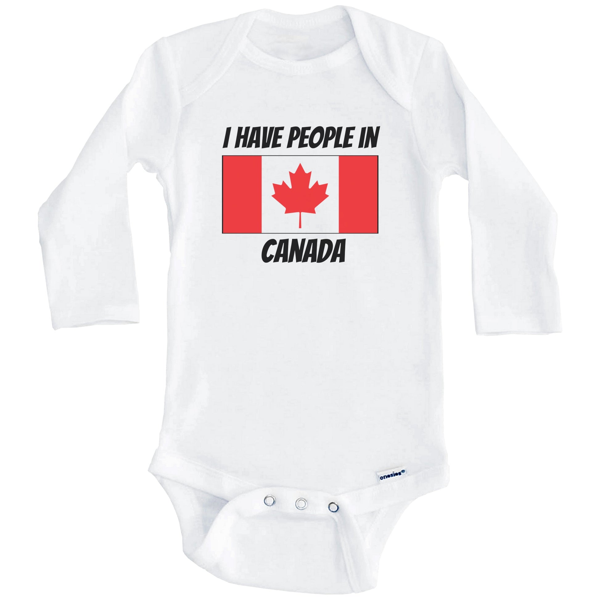 Canadian Flag I Have People In Canada Baby Bodysuit (Long Sleeves)