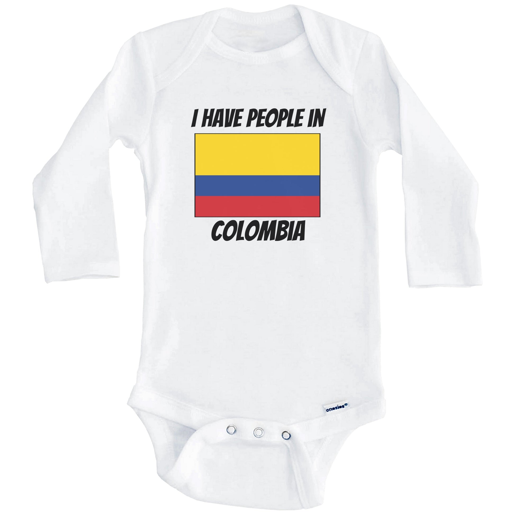 Colombian Flag I Have People In Colombia Baby Bodysuit (Long Sleeves)