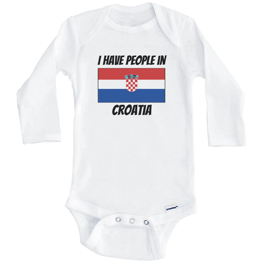 Croatian Flag I Have People In Croatia Baby Bodysuit (Long Sleeves)
