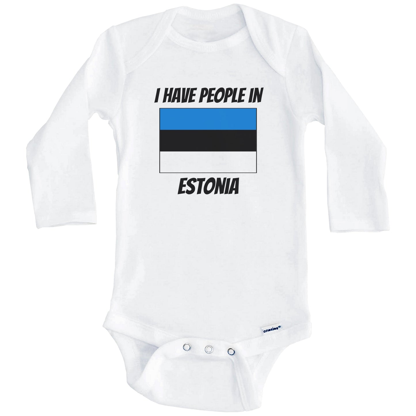 Estonian Flag I Have People In Estonia Baby Bodysuit (Long Sleeves)