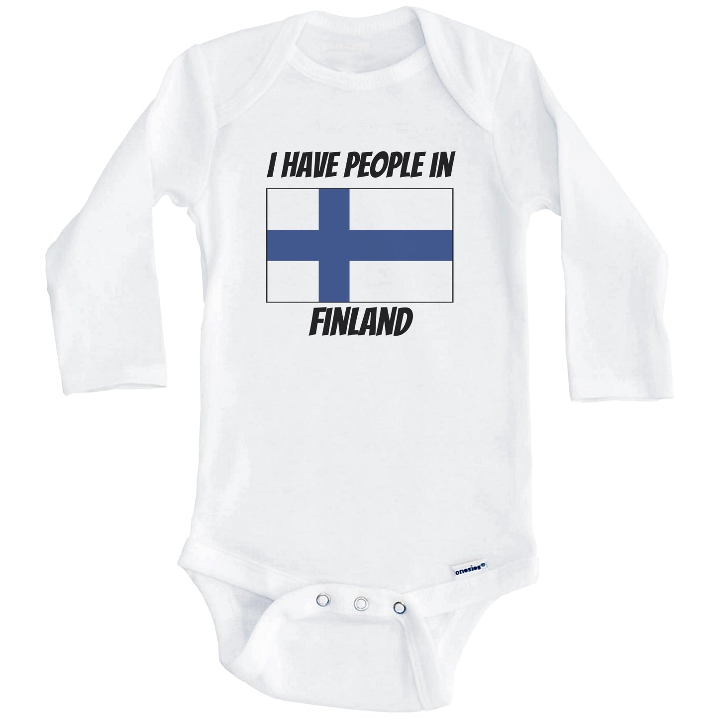 Finnish Flag I Have People In Finland Baby Bodysuit (Long Sleeves)