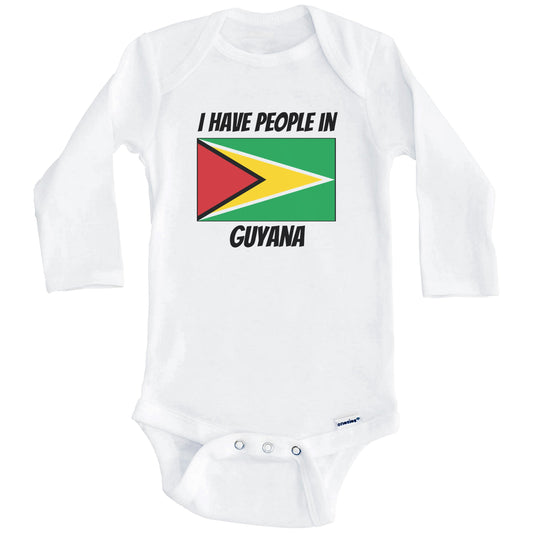 Guyanese Flag I Have People In Guyana Baby Bodysuit (Long Sleeves)