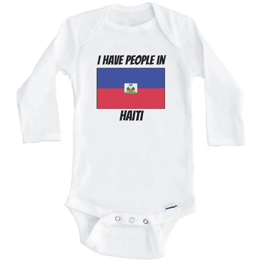 Haitian Flag I Have People In Haiti Baby Bodysuit (Long Sleeves)
