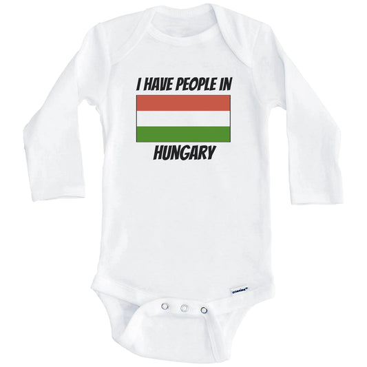 Hungarian Flag I Have People In Hungary Baby Bodysuit (Long Sleeves)