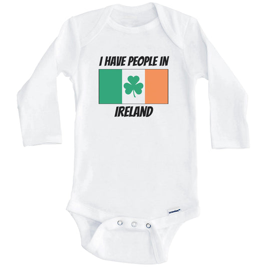 Irish Flag I Have People In Ireland Baby Bodysuit (Long Sleeves)