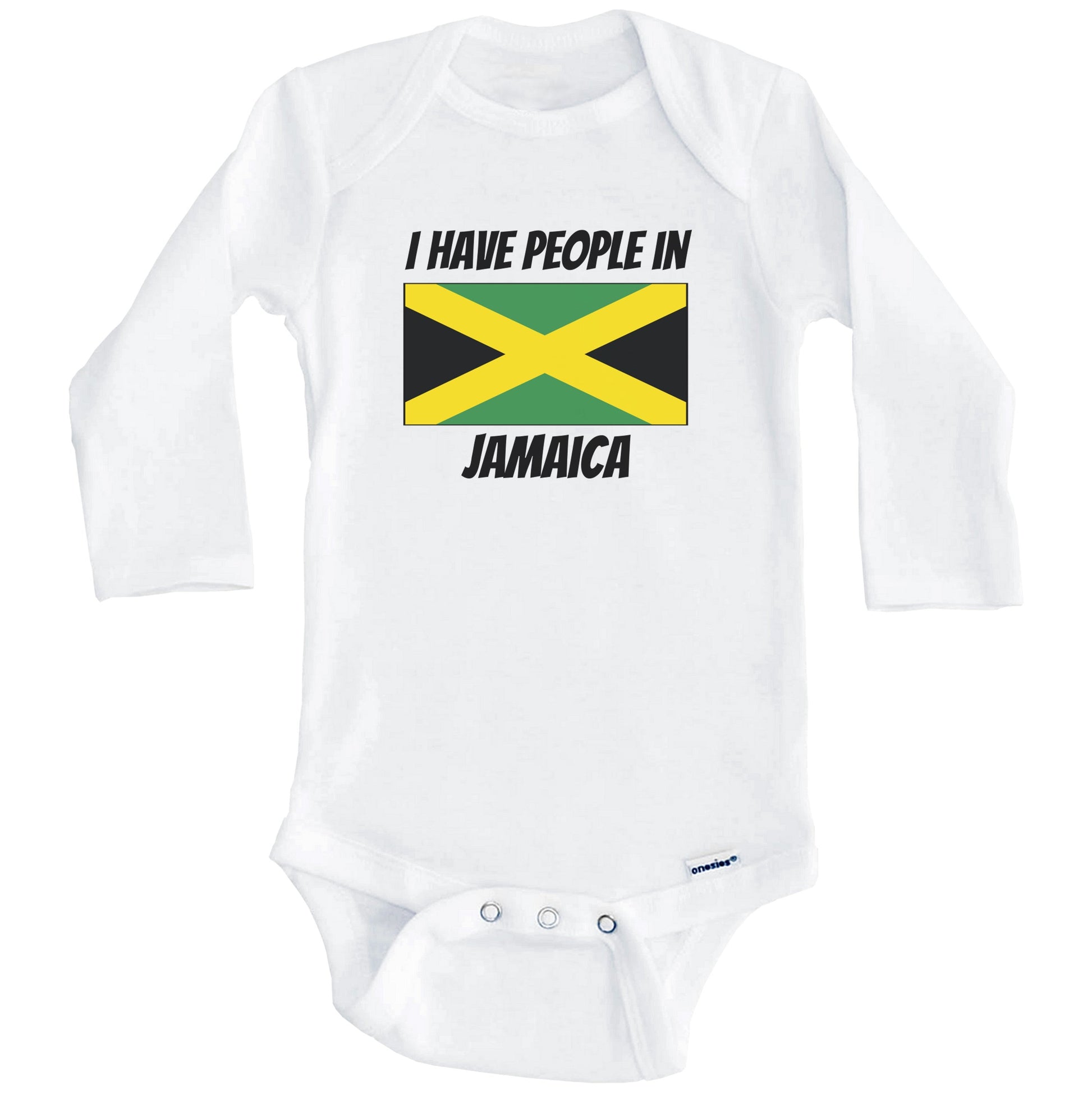 Jamaican Flag I Have People In Jamaica Baby Bodysuit (Long Sleeves)