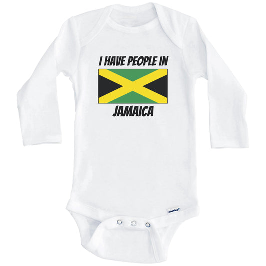 Jamaican Flag I Have People In Jamaica Baby Bodysuit (Long Sleeves)