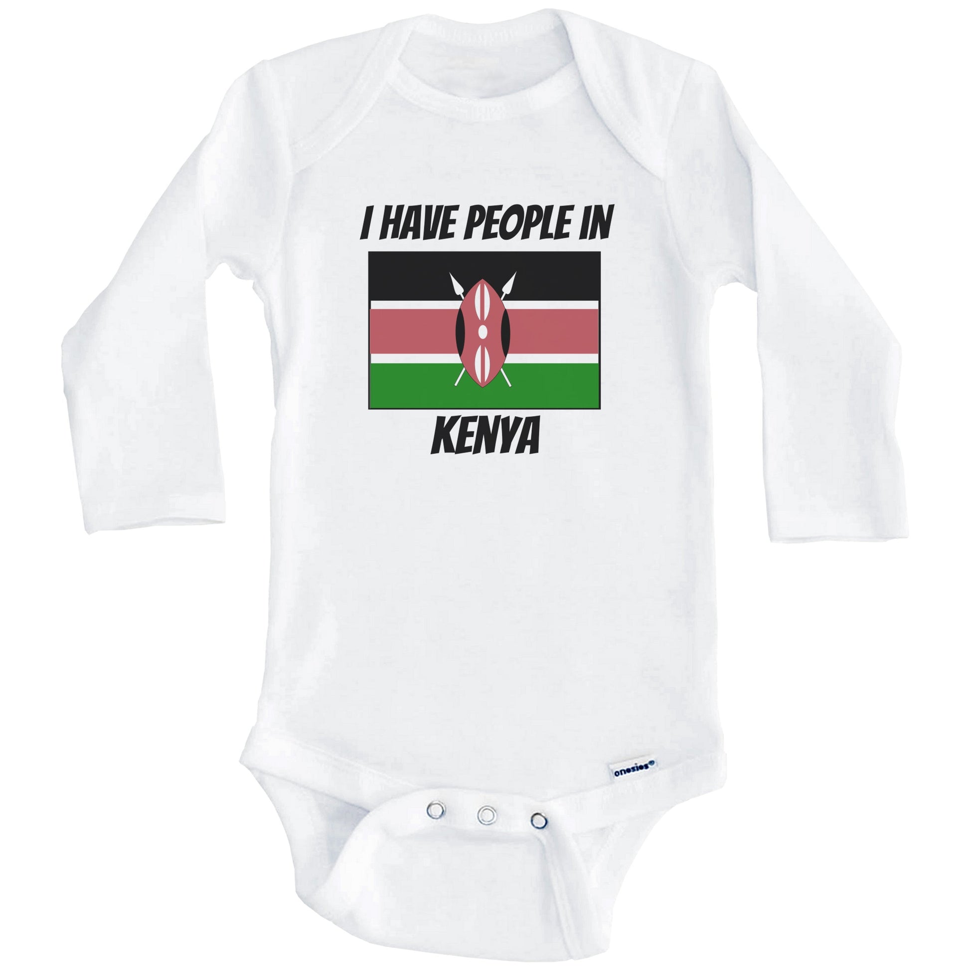 Kenyan Flag I Have People In Kenya Baby Bodysuit (Long Sleeves)